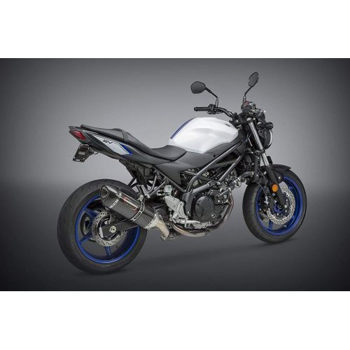 SV650 17-20/SV650X 19-20 ALPHA STAINLESS SLIP-ON EXHAUST, W/ CARBON FIBER MUFFLER